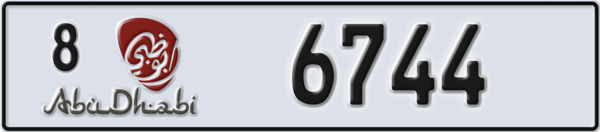 abu dhabi License Plate Number 6744 Code 8