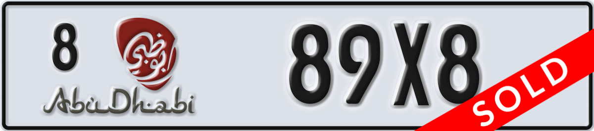 abu dhabi License Plate Number 89X8 Code 8