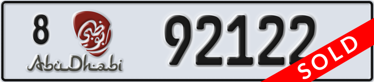 abu dhabi License Plate Number 92122 Code 8