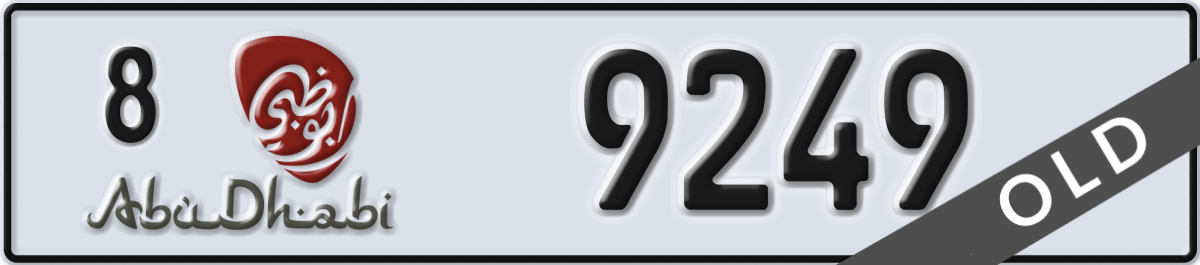 abu dhabi License Plate Number 9249 Code 8