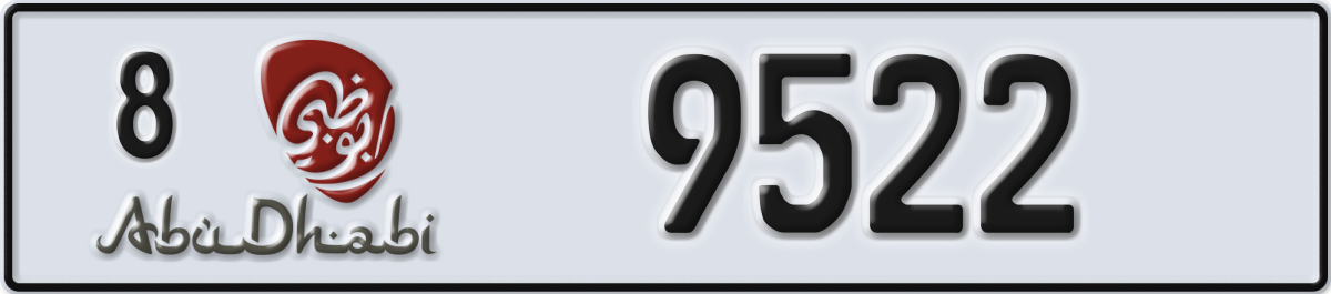 abu dhabi License Plate Number 9522 Code 8
