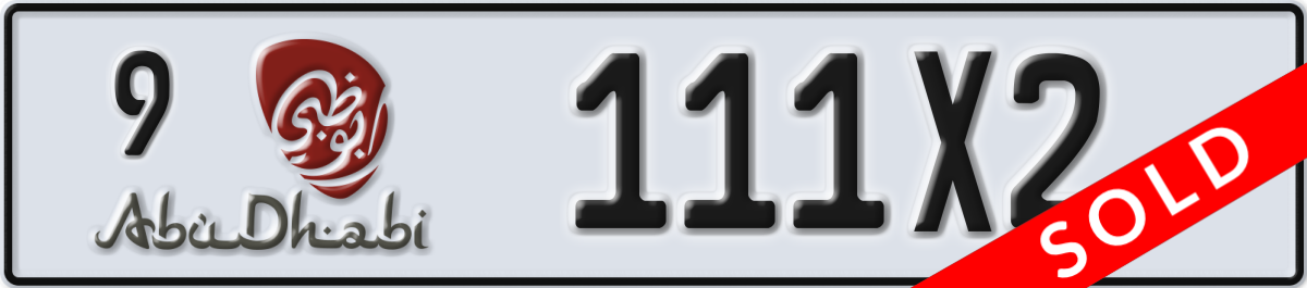 abu dhabi License Plate Number 111X2 Code 9