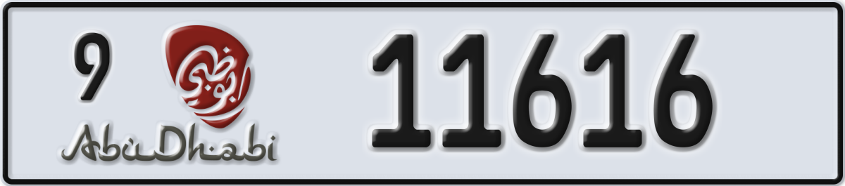 abu dhabi License Plate Number 11616 Code 9