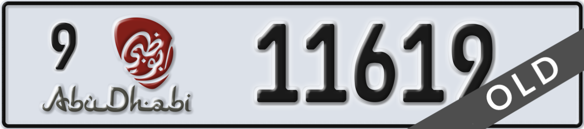 abu dhabi License Plate Number 11619 Code 9