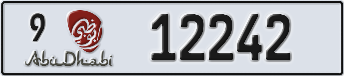 abu dhabi License Plate Number 12242 Code 9