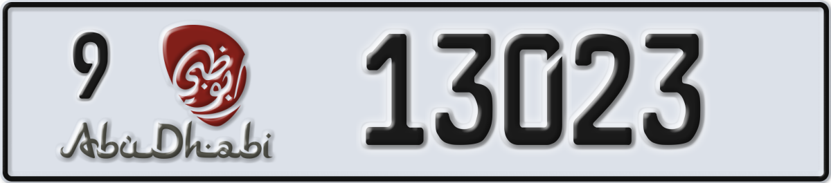 abu dhabi License Plate Number 13023 Code 9