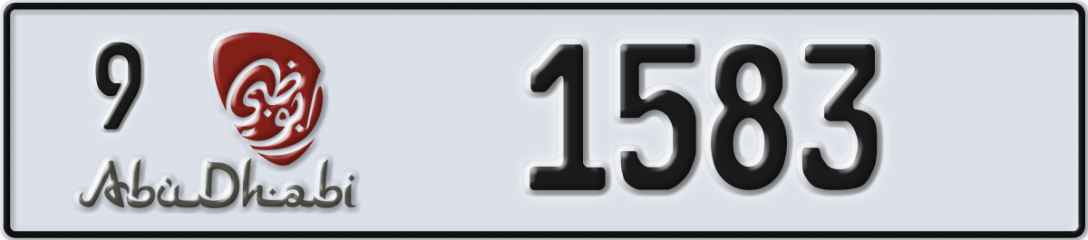 abu dhabi License Plate Number 1583 Code 9