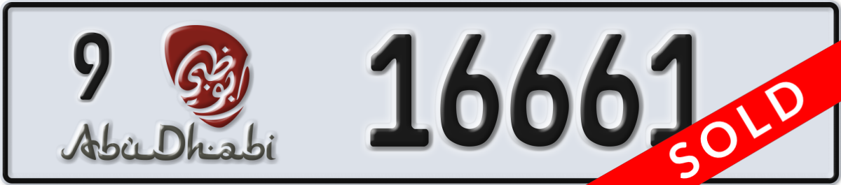 abu dhabi License Plate Number 16661 Code 9