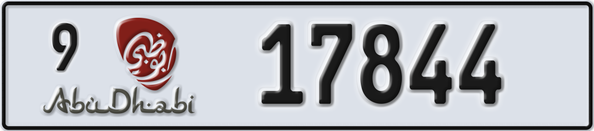abu dhabi License Plate Number 17844 Code 9