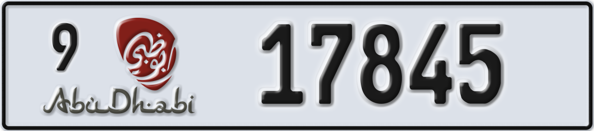 abu dhabi License Plate Number 17845 Code 9