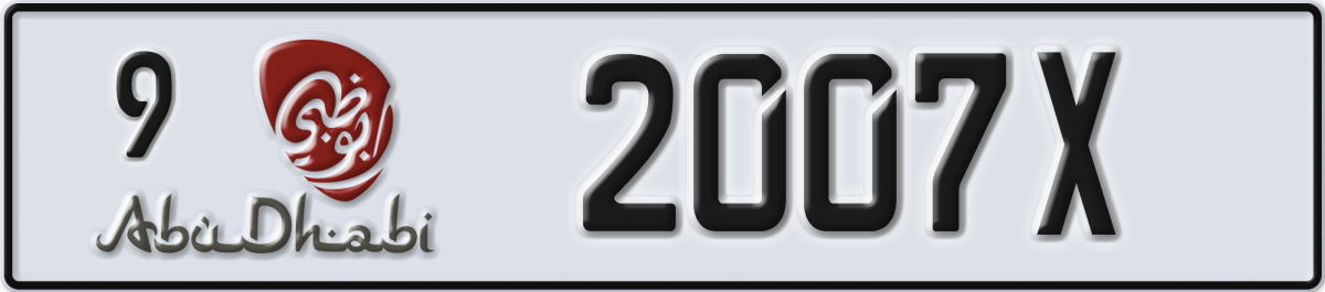 abu dhabi License Plate Number 2007X Code 9