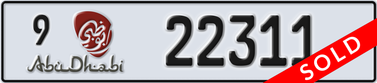 abu dhabi License Plate Number 22311 Code 9