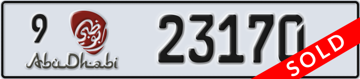 abu dhabi License Plate Number 23170 Code 9