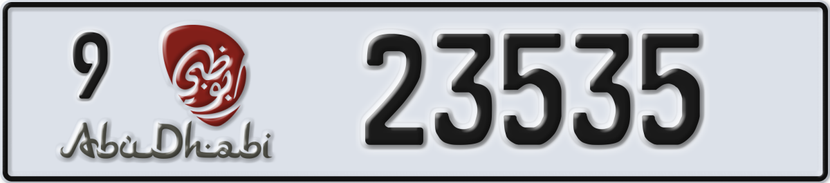 abu dhabi License Plate Number 23535 Code 9
