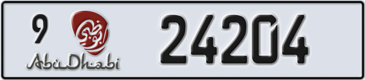 abu dhabi License Plate Number 24204 Code 9