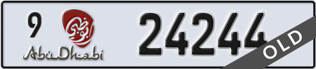 abu dhabi License Plate Number 24244 Code 9