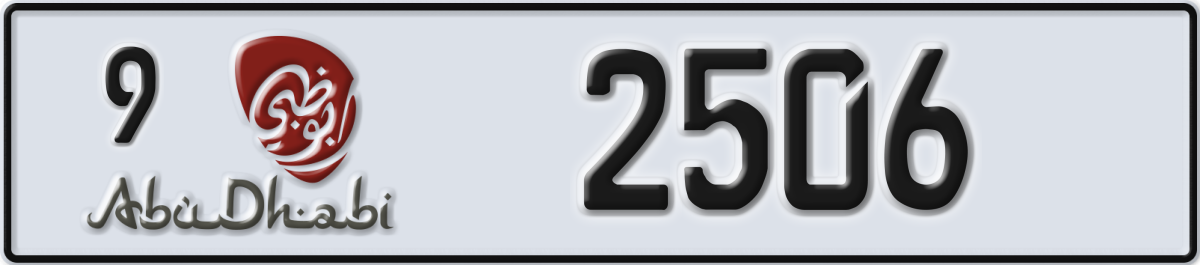 abu dhabi License Plate Number 2506 Code 9