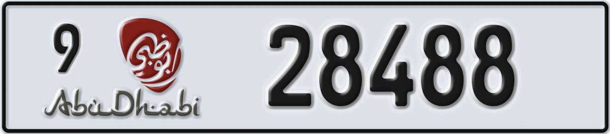 abu dhabi License Plate Number 28488 Code 9