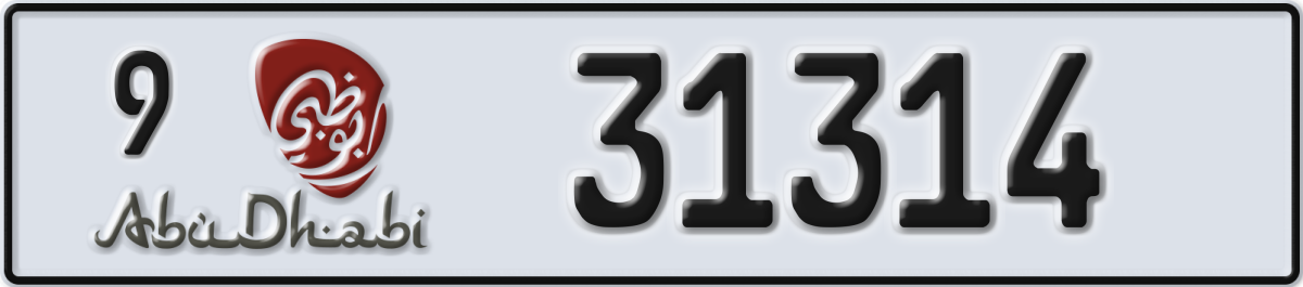 abu dhabi License Plate Number 31314 Code 9
