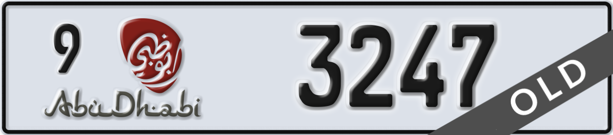 abu dhabi License Plate Number 3247 Code 9