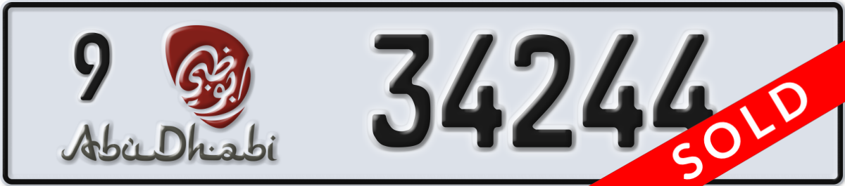 abu dhabi License Plate Number 34244 Code 9