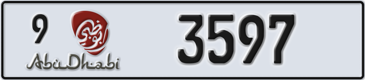 abu dhabi License Plate Number 3597 Code 9