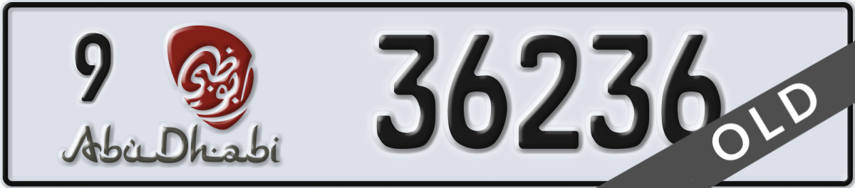 abu dhabi License Plate Number 36236 Code 9