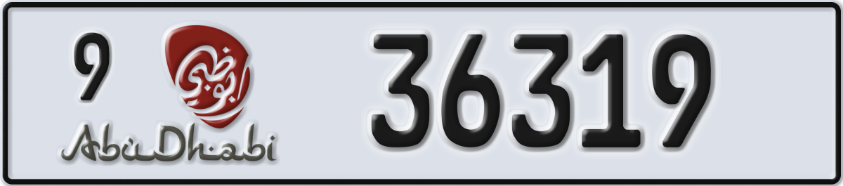 abu dhabi License Plate Number 36319 Code 9