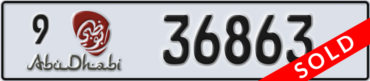 abu dhabi License Plate Number 36863 Code 9