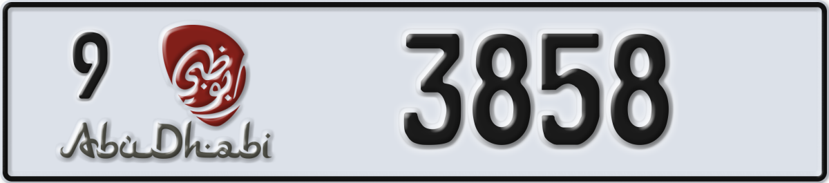 abu dhabi License Plate Number 3858 Code 9