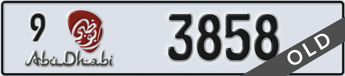 abu dhabi License Plate Number 3858 Code 9