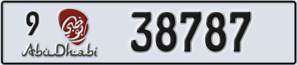 abu dhabi License Plate Number 38787 Code 9