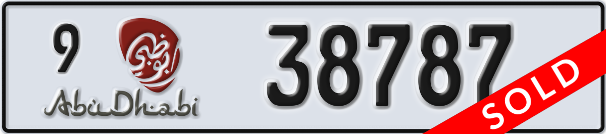 abu dhabi License Plate Number 38787 Code 9
