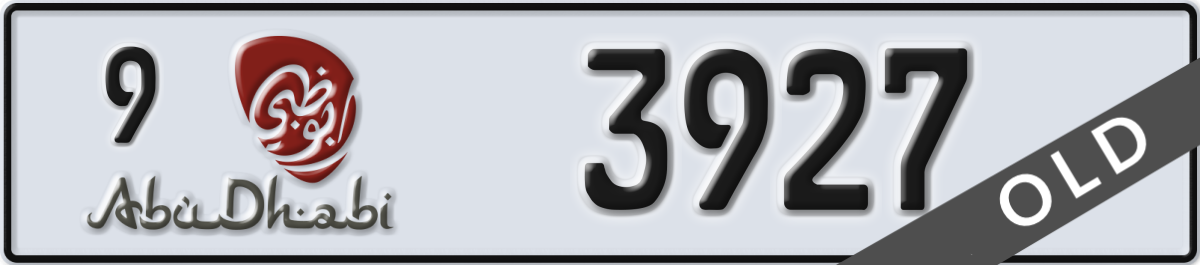 abu dhabi License Plate Number 3927 Code 9