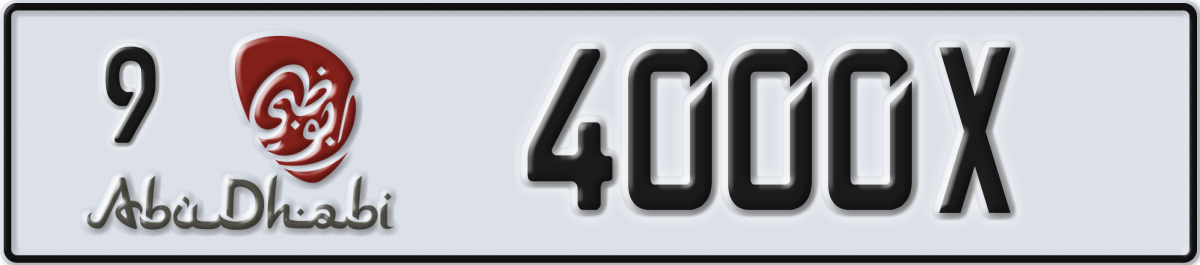 abu dhabi License Plate Number 4000X Code 9