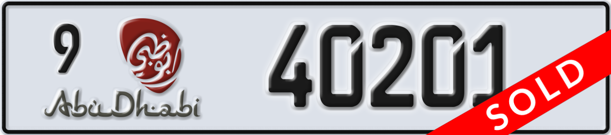 abu dhabi License Plate Number 40201 Code 9