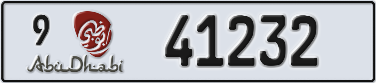 abu dhabi License Plate Number 41232 Code 9
