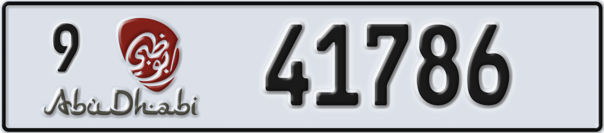 abu dhabi License Plate Number 41786 Code 9