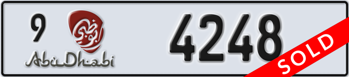 abu dhabi License Plate Number 4248 Code 9