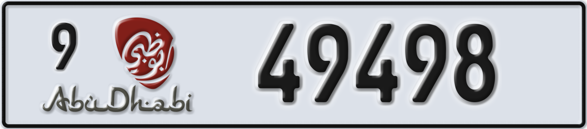 abu dhabi License Plate Number 49498 Code 9