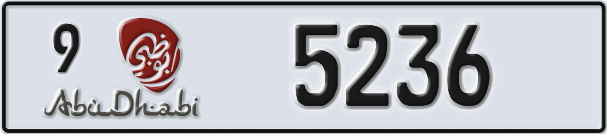 abu dhabi License Plate Number 5236 Code 9