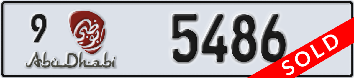 abu dhabi License Plate Number 5486 Code 9