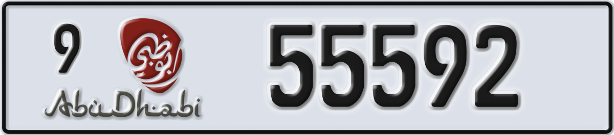 abu dhabi License Plate Number 55592 Code 9