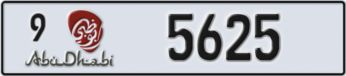 abu dhabi License Plate Number 5625 Code 9