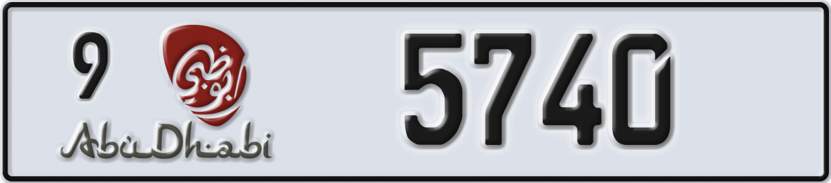 abu dhabi License Plate Number 5740 Code 9