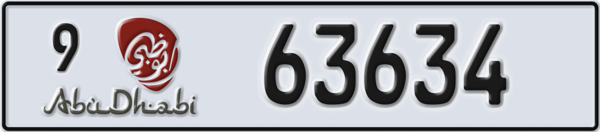 abu dhabi License Plate Number 63634 Code 9