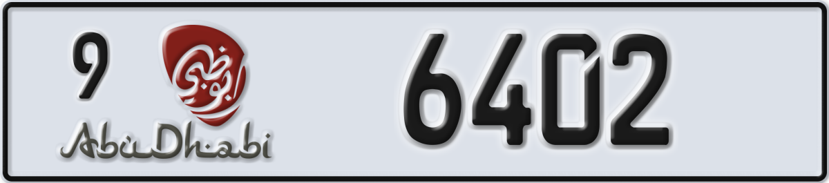 abu dhabi License Plate Number 6402 Code 9