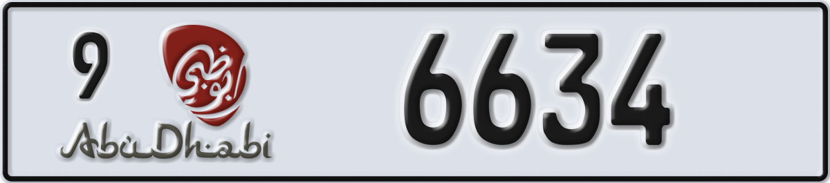 abu dhabi License Plate Number 6634 Code 9
