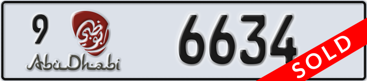 abu dhabi License Plate Number 6634 Code 9