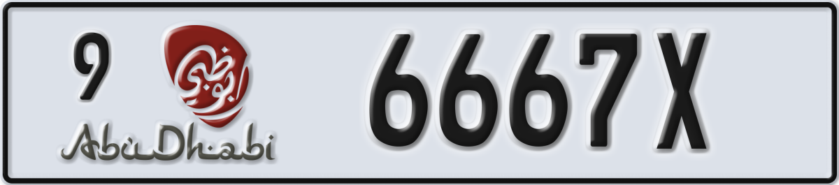 abu dhabi License Plate Number 6667X Code 9